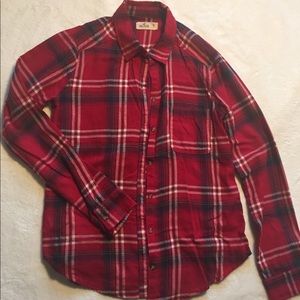 Hollister Size Small Red Black and White Flannel